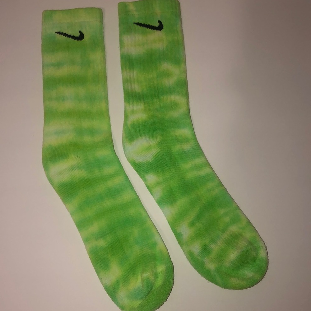 Green tie dye nike socks